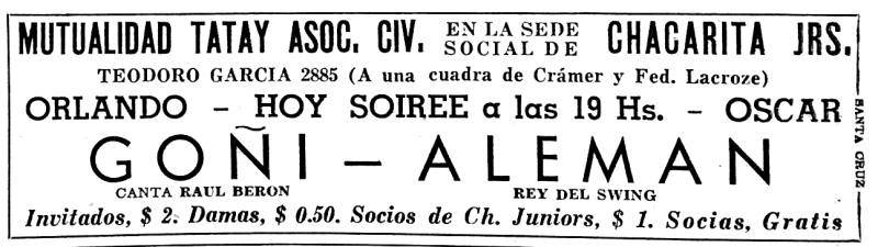 Goñi-Beron-Chacarita-Juniors-Mutualidad-Tatay-10-December-1944